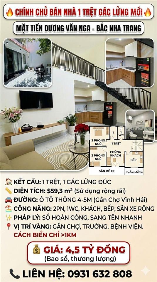 Bán nhà đẹp dương vân nga  bắc nha trang giá 4 tỷ 5