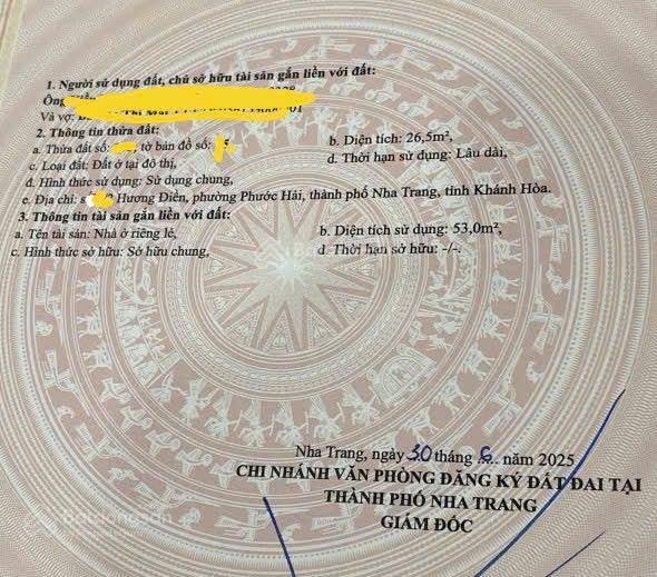 Bán nhà hẻm hương điền  trung tâm thành phố nha trang giá 1 tỷ 670