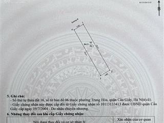 Đất vuông đẹp  trung kính  oto tránh  2 mặt ngõ giá trị giữ tiền hiếm khu cầu giấy giáp đống đa