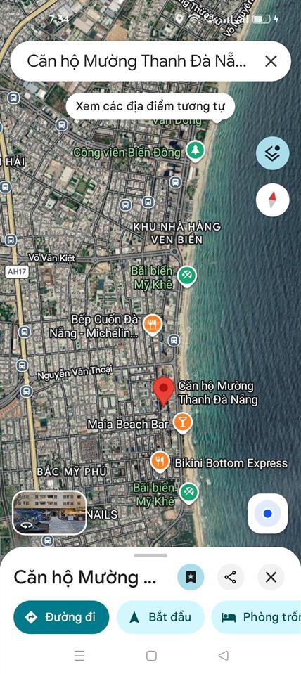 Cho thuê căn hộ 2 phòng ngủ căn hộ mường thanh bên biển mỹ khê