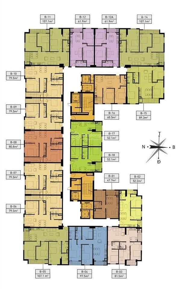 Bán căn hộ 3pn, 2wc tại hateco hoàng mai, diện tích 79,5m2, full đồ, giá 5xtỷ