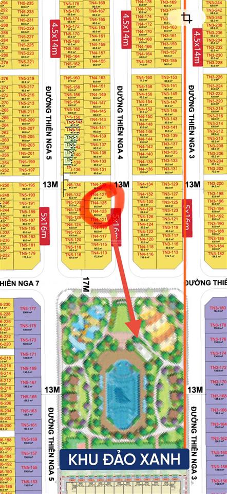 Bán căn liền kề tn4  80m2  22 tỷ bao phí giá hời  cạnh vườn hoa và gần hồ 32ha
