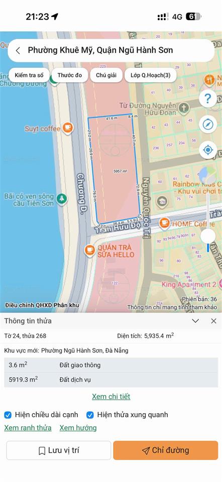 Cục đất lớn sót lại mặt tiền chương dương view sông đối diện dự án sun group