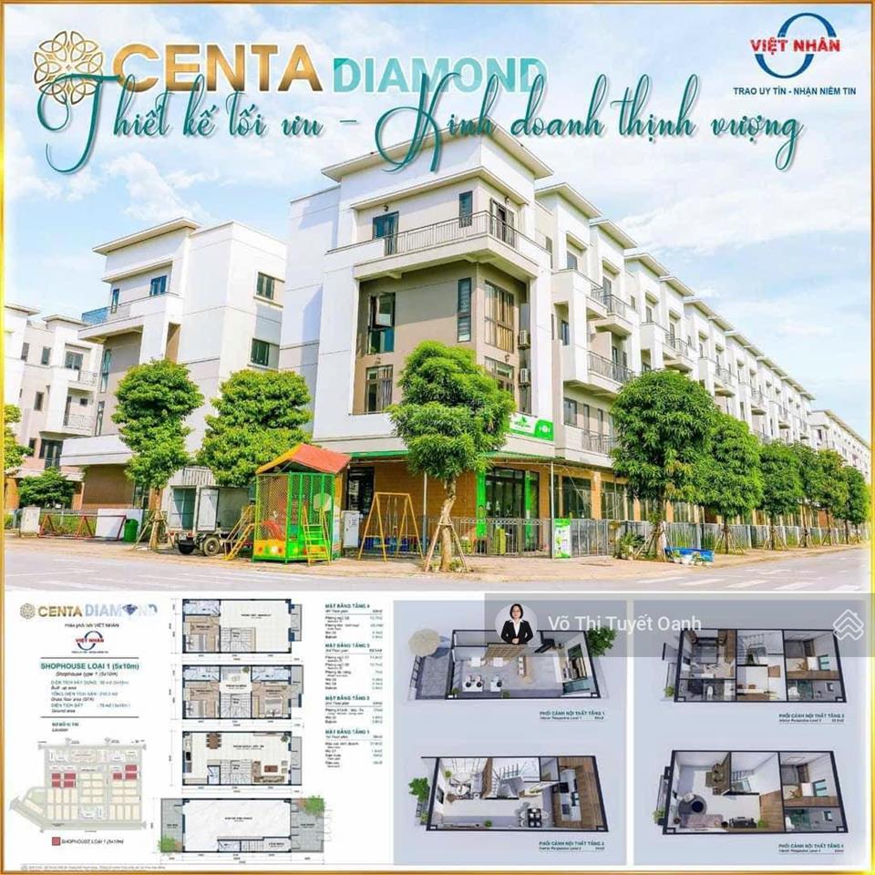 Nhà phố 4 tầng centa diamond đối diện chung cư vsip bắc ninh, sổ riêng giá 6 tỷ 600