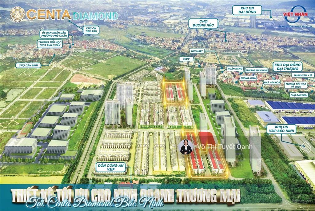 Nhà phố 4 tầng centa diamond đối diện chung cư vsip bắc ninh, sổ riêng giá 6 tỷ 600