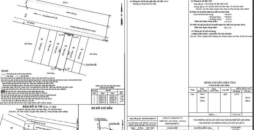 Bán đất f0 mặt tiền nhựa thông tô ký ra lê thị hà 5m x 23m 112m2 odt tân xuân hóc môn giá 4 tỷ 6