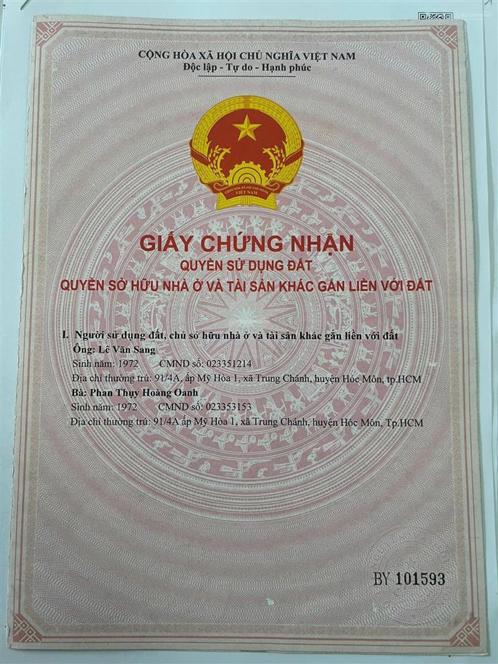Bán nhà gác lửng sổ hồng riêng 4,05m x 14m 1/đường giác đạo,trung chánh ,hóc môn giá 3,5 tỷ còn bớt