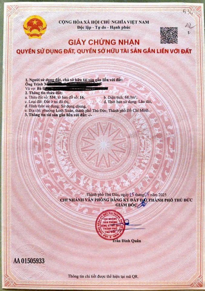 CẦN BÁN GẤP 2 LÔ ĐẤT LIỀN KỀ KHU VỰC P. LINH XUÂN, TP THỦ ĐỨC CŨ. LH:0935194588.