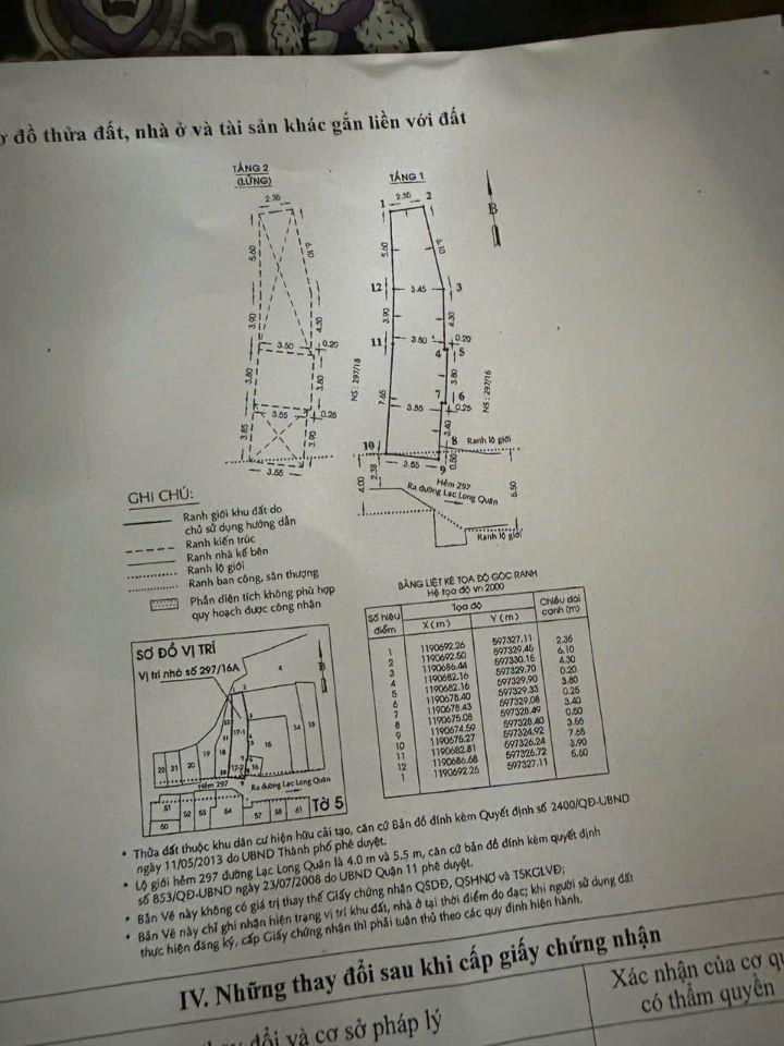 NHÀ QUẬN 11 LIỀN KỀ CÁC QUẬN KHÁC, AN NINH AN TOÀN. 5 TỶ 59.1 M2. LH:0903067772.