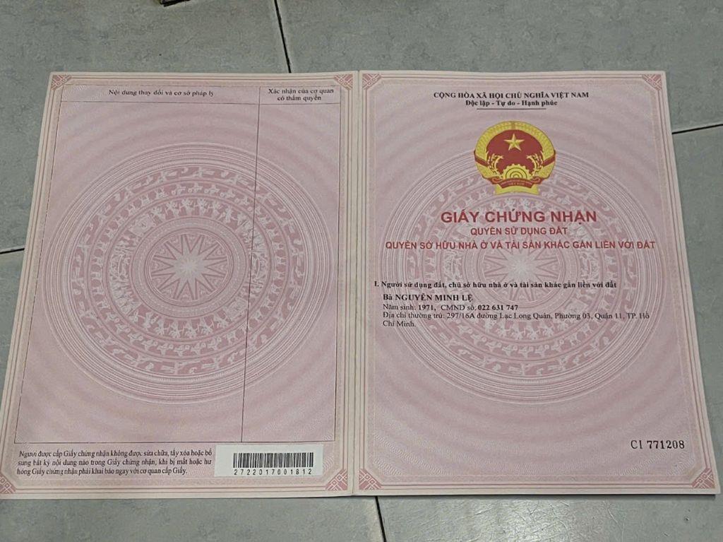 NHÀ QUẬN 11 LIỀN KỀ CÁC QUẬN KHÁC, AN NINH AN TOÀN. 5 TỶ 59.1 M2. LH:0903067772.