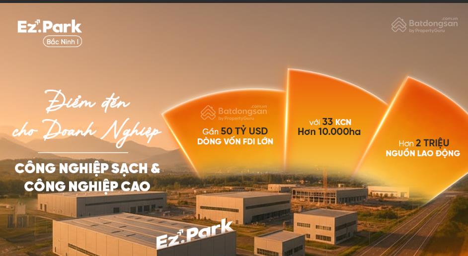 Đất khu công nghiệp ez.park bắc ninh i (kcn tiên sơn  ninh sơn) dt 89.57 ha có tách lô từ 1ha