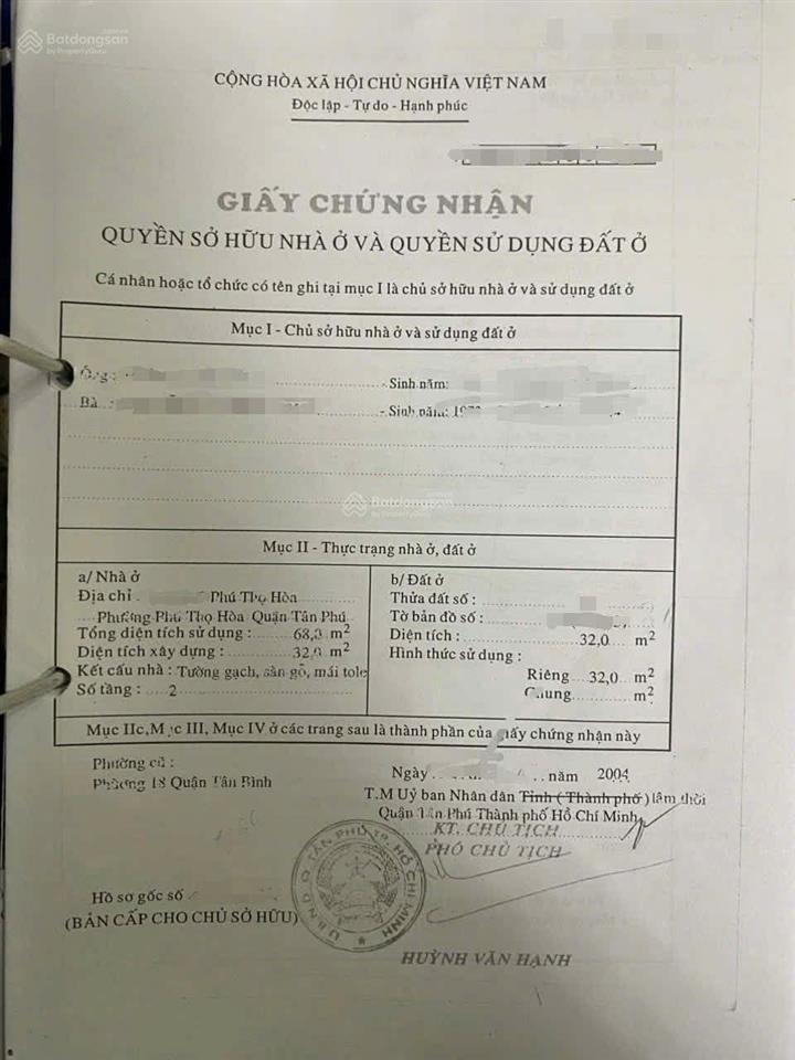 Bán nhà riêng đẹp tại phú thọ hòa, giá thương lượng 4,55 tỷ, 32m², 3pn, 3wc, tiện ích đầy đủ