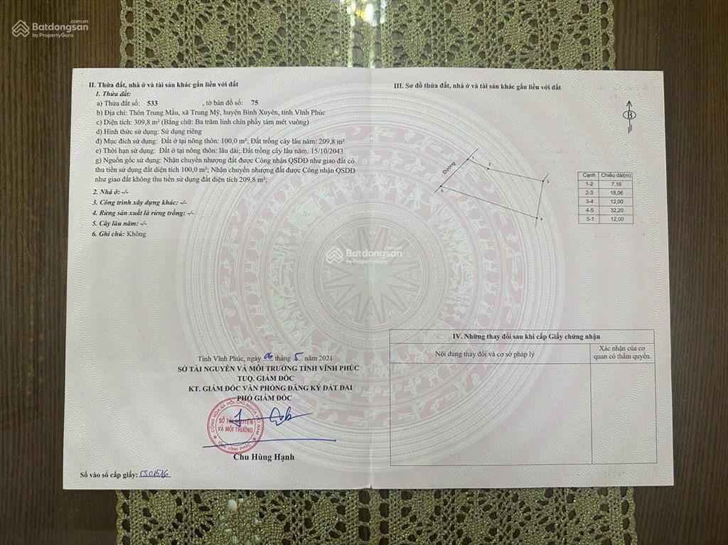 Bán đất trung mầu  bình xuyên  cách cổng kcn bá thiện ii ~ 350m