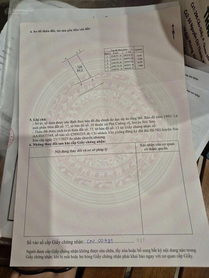 Bán đất tại đường 18, phú cường, sóc sơn, hà nội, giá thỏa thuận, 83m2