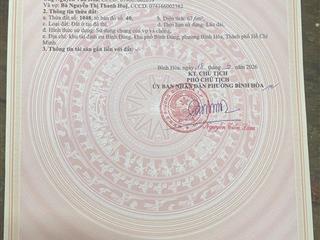 Chính chủ !!! bán gấp lô đất full thổ 68m2, 2.58tỷ tại kp bình đáng, p.bình hòa, hcm