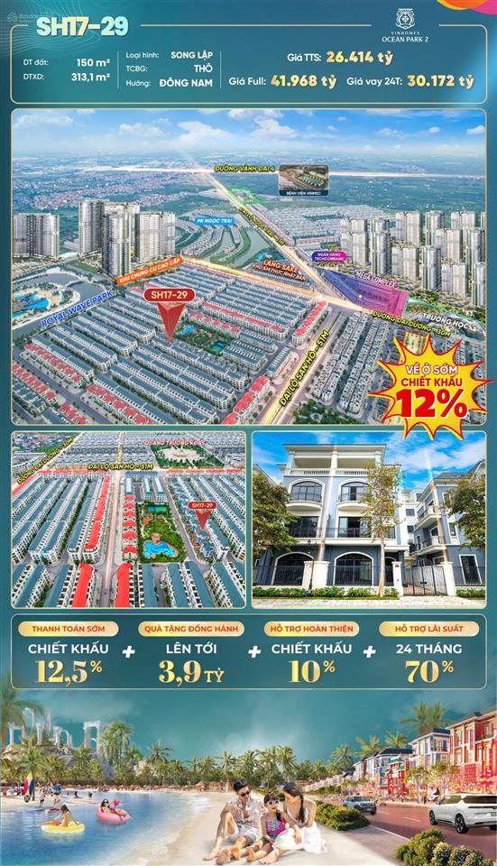 Song lập san hô view trực diện bể bơick 34,5%26.4 tỷ nhận nhà ngay