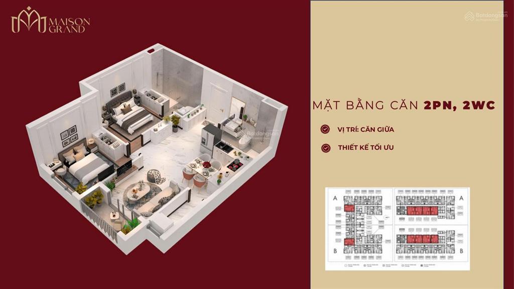 2,4 tỷ sở hữu căn 2pn/65m2 maison grand. thanh toán 50% nhận nhà ở/cho thuê. thanh toán giãn 12th