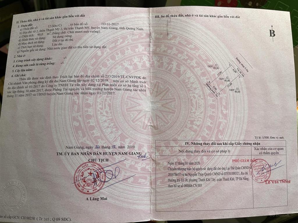 Bán nhanh bđs chính chủ, ko qua trung gian, đường nhựa 5,5m thị trấn thạnh mỹ, nam giang, đà nẵng