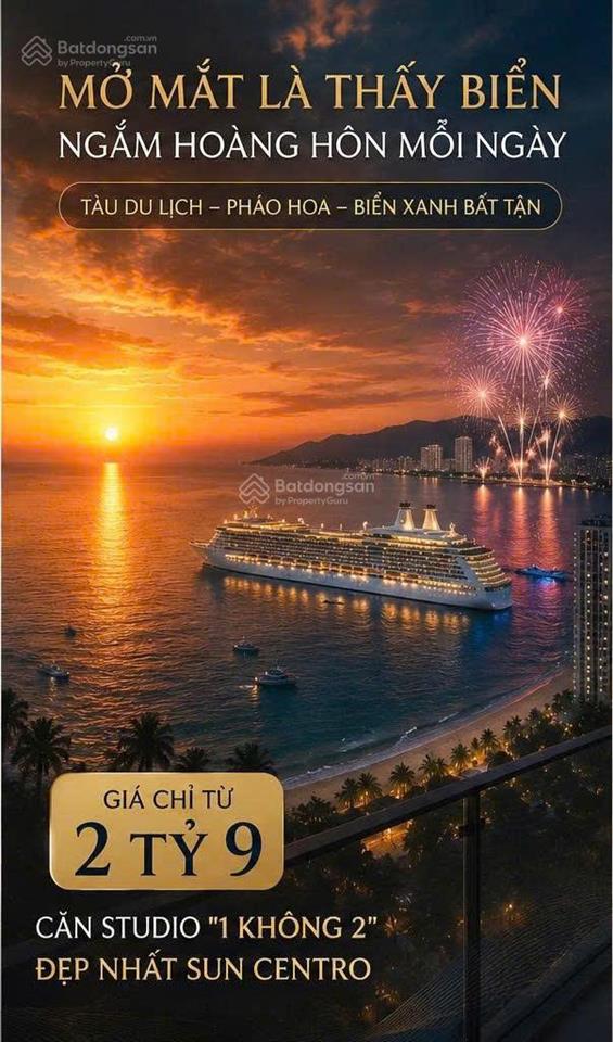 Chỉ còn 1 căn studio mặt biển đẹp nhất sun centro town