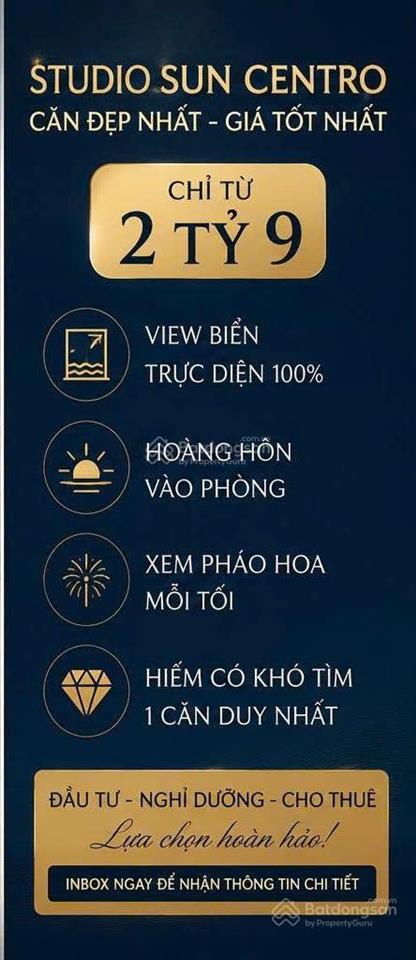 Chỉ còn 1 căn studio mặt biển đẹp nhất sun centro town