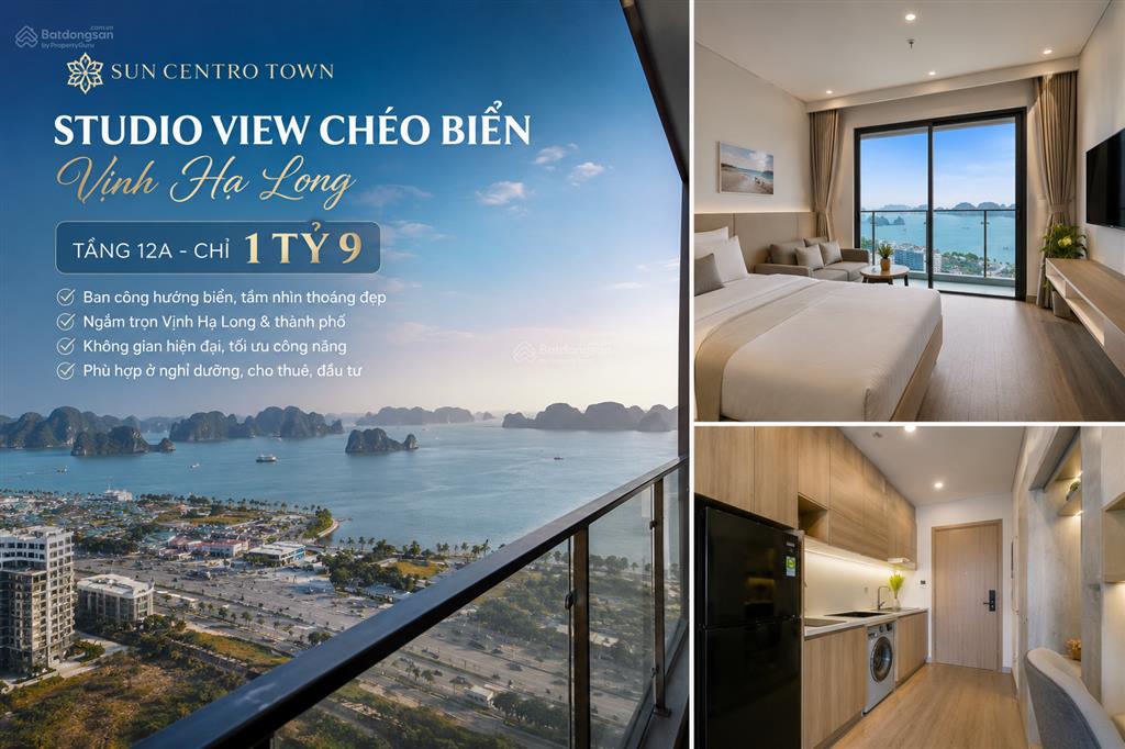 Chỉ 1 tỷ 9 sở hữu studio view chéo biển tầng 12