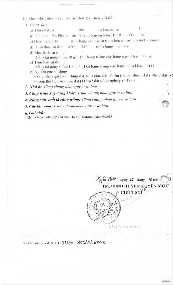Bán đất mặt tiền đường phước tân suối rao
