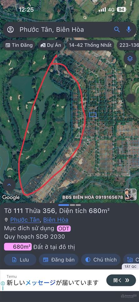 Ngân hàng thanh lý lô đất biệt thự view sân golf biên hòa new city