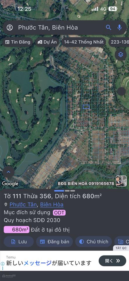 Ngân hàng thanh lý lô đất biệt thự view sân golf biên hòa new city