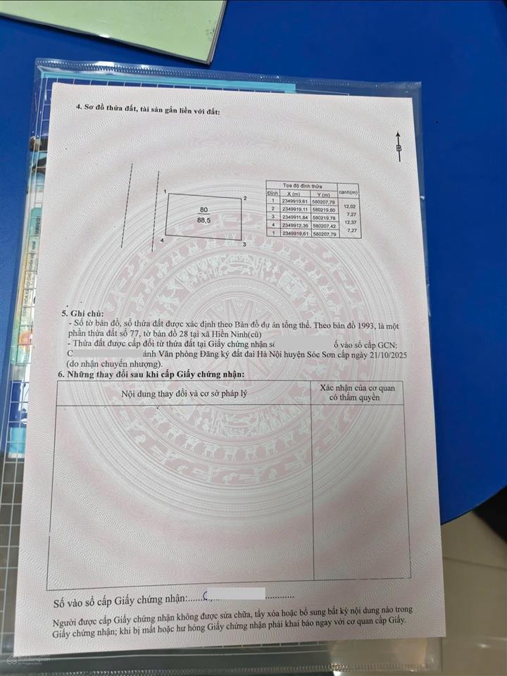 88.5 m2 mặt tiền hơn 7m tại thôn nam cương