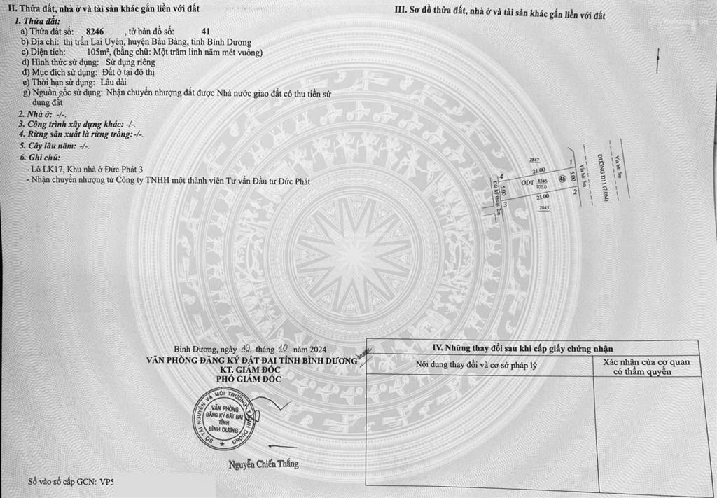 Bán lô đất sổ hồng thành phố hồ chí minh 105 m2 giá bán 1.2 tỷ