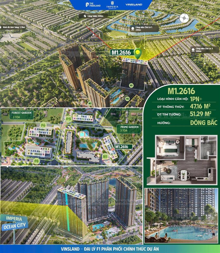 Chỉ 3,1 tỷ sở hữu căn hộ 1pn+ view khu ngọc trai,view pháo hoa tại the parkland imperia ocean city.
