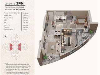 Căn 2pn  hướng đông nam  72,9 m2  tặng ngay ô tô kia morning 450 triệu