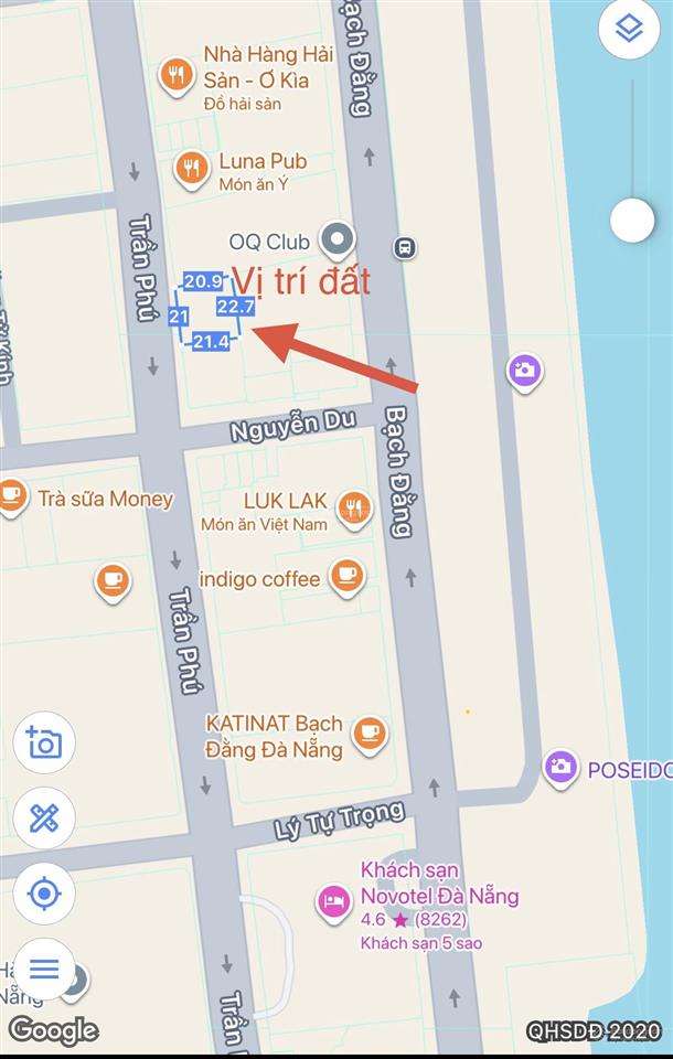 Chính chủ bán đất mặt tiền rộng 21m đường trần phú cạnh ks novotel  đất phù hợp xây khách sạn