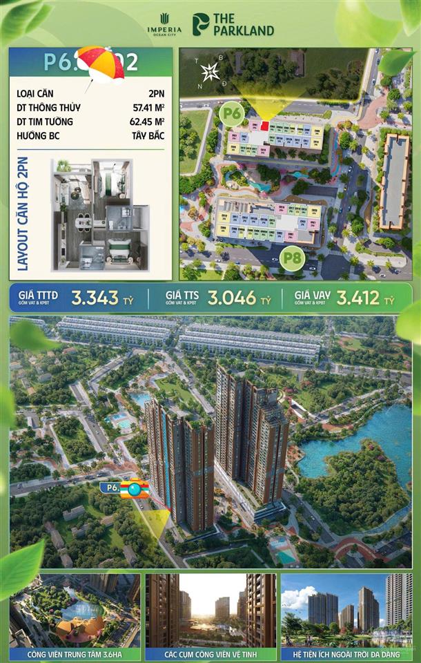 Mua bán trực tiếp cdt mik, căn 2n  2wc the parkland, giá chỉ nhỉnh 3 tỷ