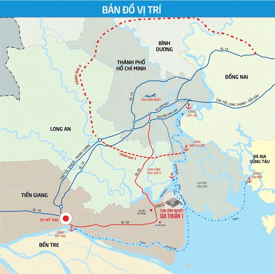 Cho thuê đất cụm cn gia thuận 2 diện tích cho thuê từ 38.000m trở lên giá thuê 1** usd/m2