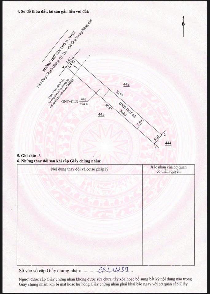 Bán đất bàu bàng đối diện trường học trừ văn thố  254m2 có thổ cư  giá chỉ 950 triệu