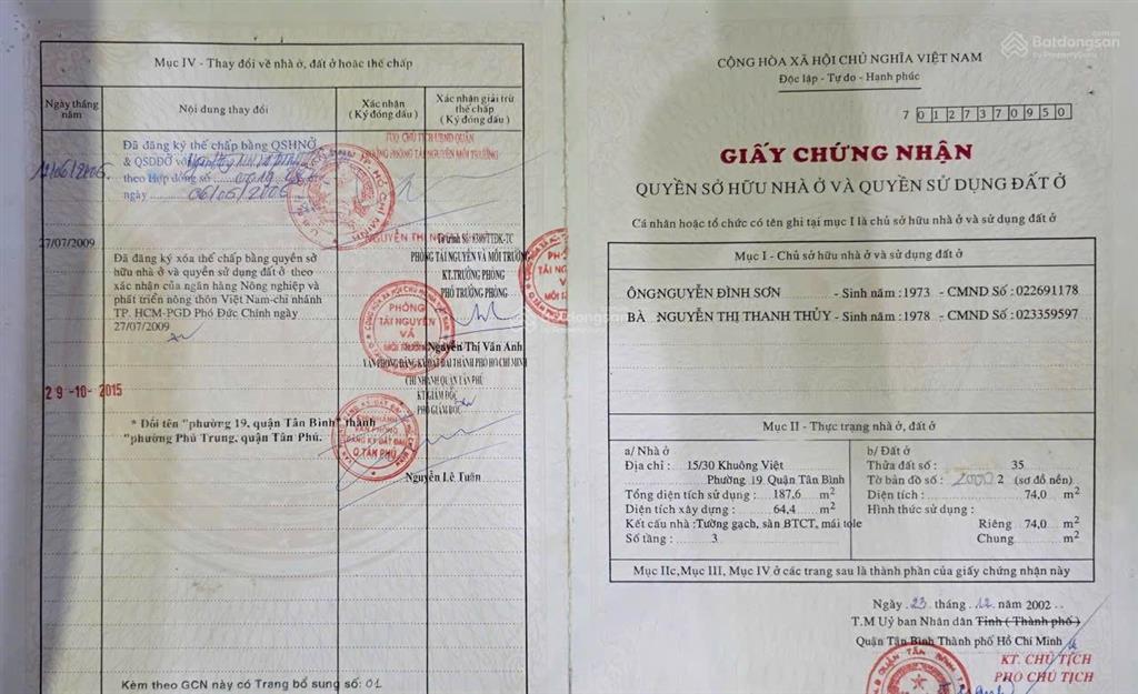 Chính chủ bán nhà 15/30 khuông việt, p. phú trung, q. tân phú.