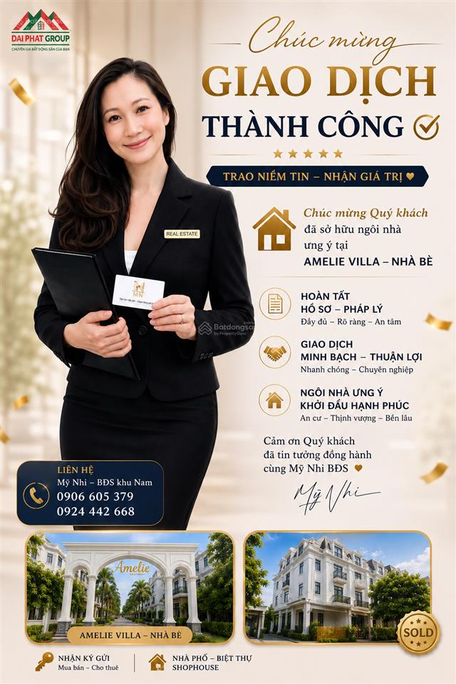 Bán biệt thự khu amelie  phú mỹ hưng  nhà bè  6x20  khu an ninh