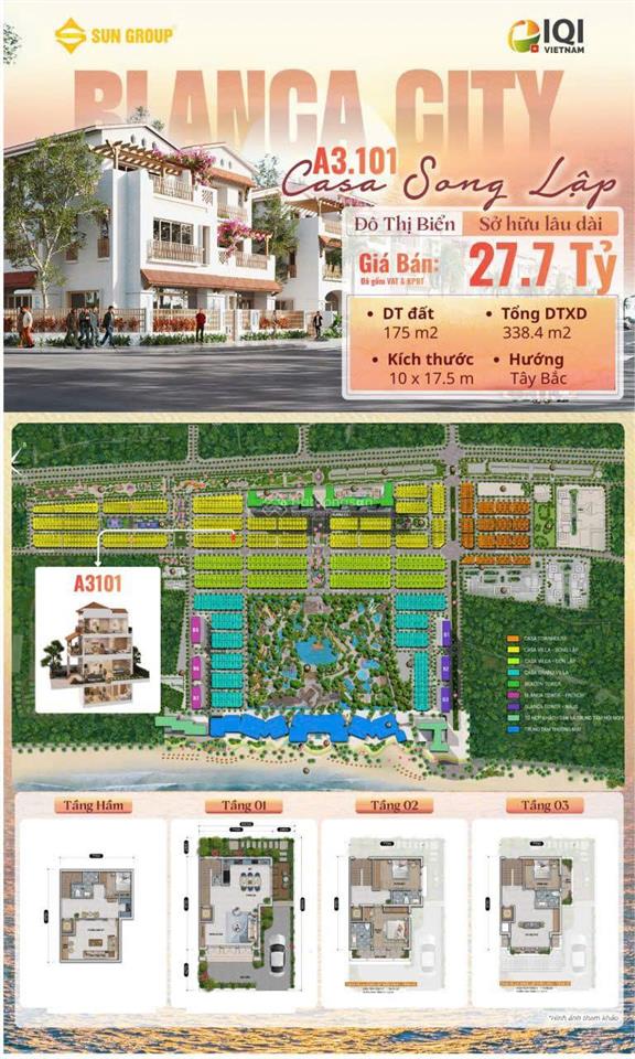 Bán biệt thự blanca city, 27,7 tỷ, dtxd 338,4 m2, 4 tầng, p10, vũng tàu
