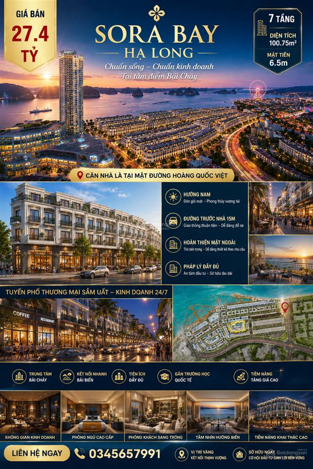 Bán căn hộ dự án sora bay mặt đường hoàng quốc việt  bãi cháy hạ long  27.4 tỷ hàng chủ đầu tư