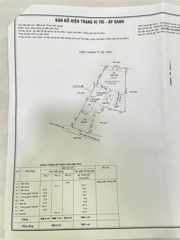 Chủ ngộp cần ra gấp trong tuần  đỗ văn dậy hóc môn shr 803m2  rẻ 8,6 tỷ