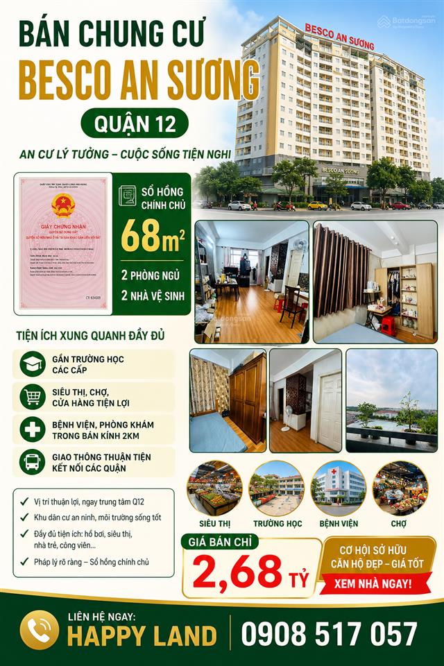 Căn góc siêu thoáng  chính chủ gửi bán chung cư besco an sương q12  0908 517 ***