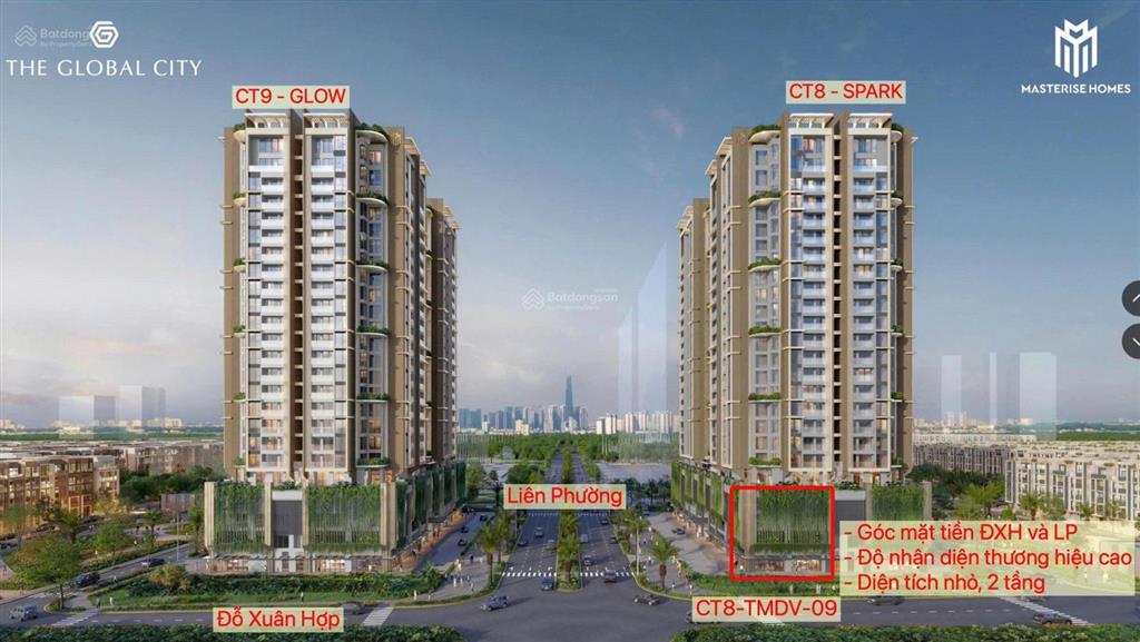 Shophouse góc 2 mặt tiền hiếm tại masteri grand view the global city