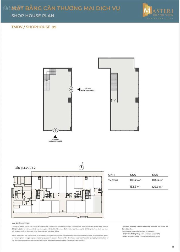 Shophouse góc 2 mặt tiền hiếm tại masteri grand view the global city