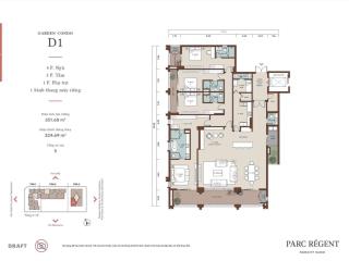 Cần bán căn d1 325m2 tầng 6,7,8 vip nhất parc regent, park city