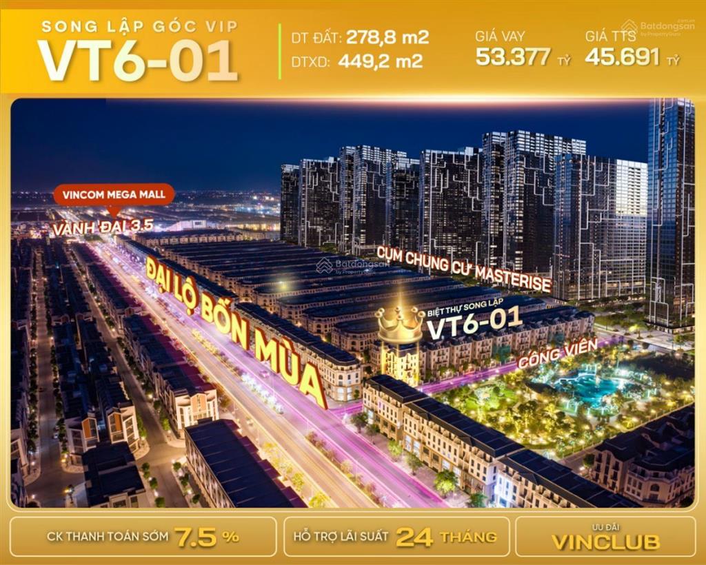 Căn góc vườn hoa giá 164 tr/m2 siêu rẻ tại vin 3