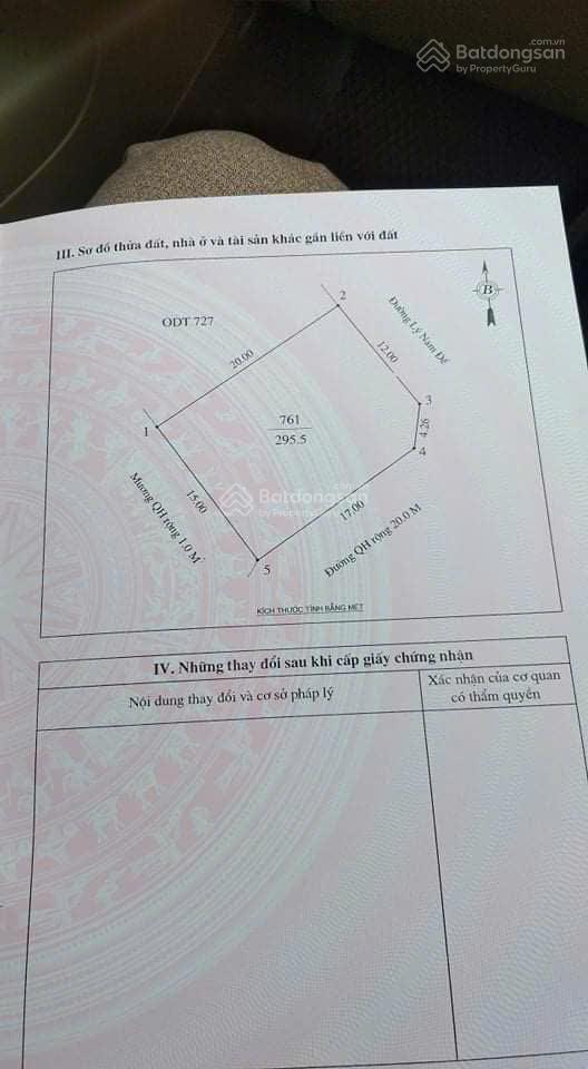 Chính chủ bán lô đất mặt đường lý nam đế, nghi hương 2 mặt tiền rộng 296m2 phù hợp xây biệt thự