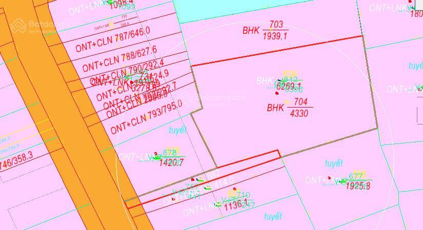 850 nghìn/m2! bán nhà và đất diện tích 4696m2 (có 714m2 đất ở 01 căn nhà 50m2), mặt tiền đường nhựa