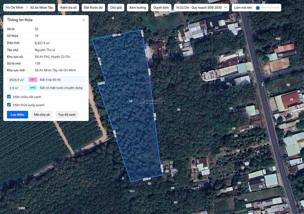 1,9 triệu/m2 !!! bán 8.680 m² tỉnh lộ 15, phường an nhơn tây, tp.hcm