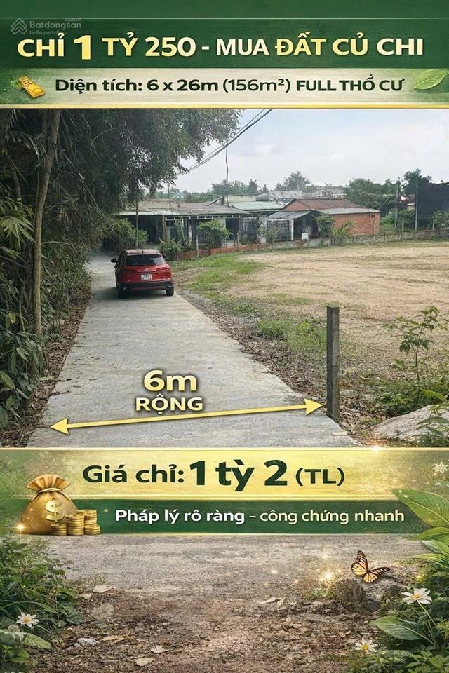 Chính chủ đất trung lập thượng  củ chi . dt5x26=130m2 full thổ giá 1ty2